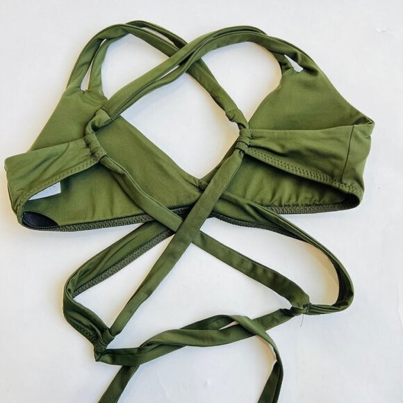 ❤️ Becca Size S Kailani wrap bikini top in olive green - Picture 4 of 6